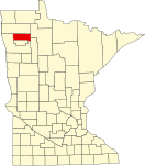 Map of Minnesota highlighting Pennington County